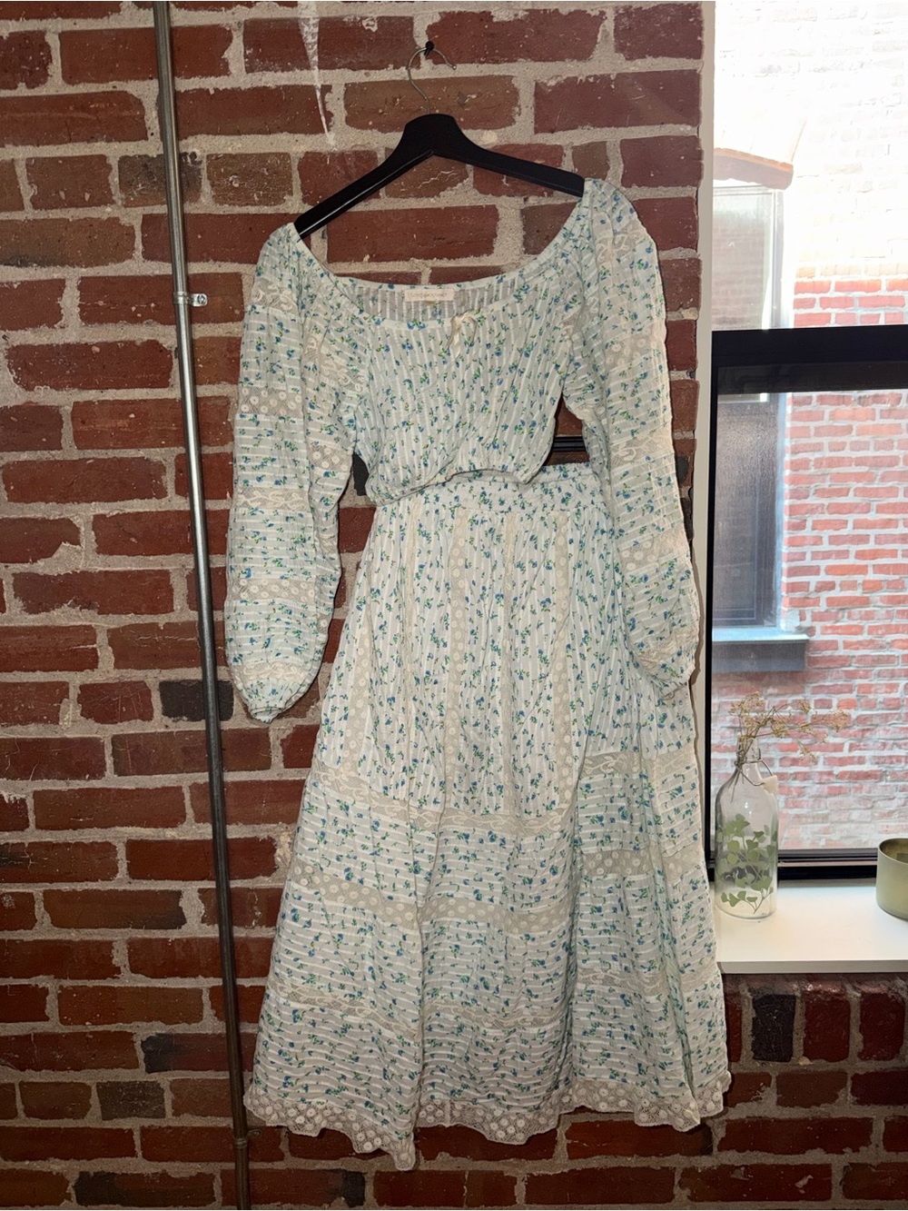 LoveShackFancy Floral set (top and skirt) in Light Blue and White - Women's